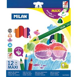 MILAN Drvene bojice duge debele 1/12+šiljilo MAXI trokutaste Cene
