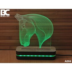 Black Cut 3D lampa sa 8 različitih boja i daljinskim upravljačem - konj ( A004 ) Cene