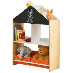 Ginger Home Етажерка за играчке и књиге Црна Табла за Писање, Кућица, Дрво Cene