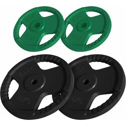 Gorilla Sports set tegova obloženih gumom sa rukohvatima 2x5 kg tamnozeleni i 2x10 kg crni Cene