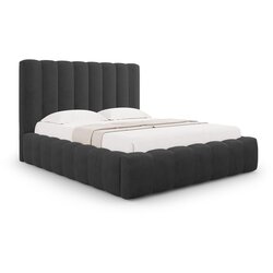 Micadoni Home Antracitno sivi tapecirani bračni krevet s prostorom za odlaganje s podnicom 160x200 cm Kelp – Cene