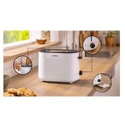 Bosch Toster MyMoment TAT2M121, Bijela, Dvije kriške, Snaga 800-950 W Cijene
