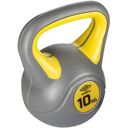 Umbro kettlebell uteg 10 kg – kompozitni, ergonomska ročica, sivo-rumena Cene