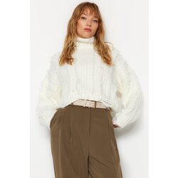 Trendyol Ecru Crop Soft Textured Turtleneck Knitwear Sweater Cijene
