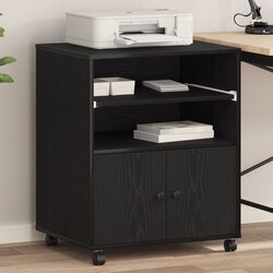 vidaXL stalak za pisač s kotačima Crna hrast 60x48x74 cm Cijene