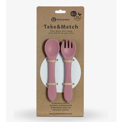 Petite & Mars Take&Match Silicone Cutlery pribor Dusty Rose 6 m+ 2 kos Cene