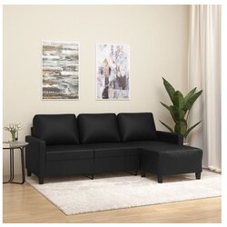 vidaXL Trosjed s tabureom crni 180 cm od umjetne kože Cijene