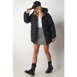  Women's Black Hooded Puffer Coat Cijene