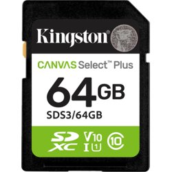 Sd card Kingston 64 GB S3/64GB Class10 Canvas Select Plus adapter;100MBs Read,Class 10 UHS-I Cene