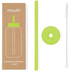 Muuki Silikonska slamka sa četkom za čišćenje/s poklopcem Electric Lime – Cene