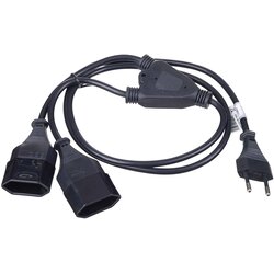 Akyga tok priključni kabel [1x evropski ženski konektor - 2x evropski moški konektor] 1.20 m črna, (20414149) Cene