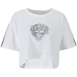 Ed Hardy Majice brez rokavov Tiger glow crop top white Bela Cene