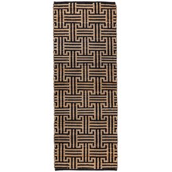 Flair Rugs Ročno tkan tekač iz mešanice jute v črni in naravni barvi 80x230 cm Meander Jute – Cene