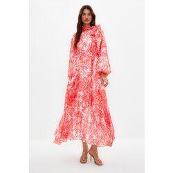 Trendyol Red Floral Pattern Lined Long Chiffon Evening Dress Cijene