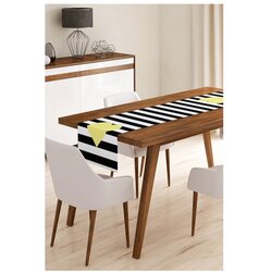 Minimalist Cushion Covers nadstolnjak od mikrovlakana Stripes with Yellow Heart, 45 x 145 cm Cene
