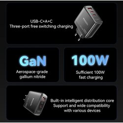 Yesido Zidni punjač YC142 100W 5A 1 x USB-A - 2 x USB-C crni Cene