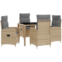 vidaXL Zunanja jedilnica z blazino 5 pcs Bež in svetlo siva, (5000270999) Cene