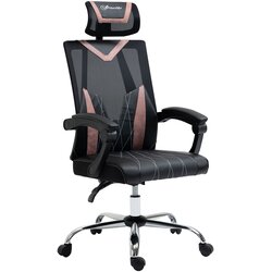 Vinsetto Ergonomski pisarniški stol z mrežasto tkanino, ledveno in vratno oporo, nastavljivo višino in nagibanjem, 58x62,5x112-120cm, roza, (20727984) Cene