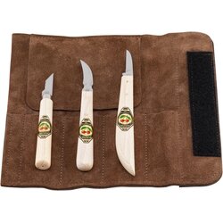 Kirschen Schnitzmessersatz in Velourleder-Rolltasche Cene