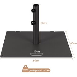 Vrt Stalak za ni suncobran težak 22,5 kg, kvadratni držač za suncobran s adapterima 4 cm/5 cm, crni Cene