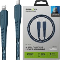 Energea NYLOFLEX USB-C KABEL - ZA LIGHTNING C94 MFI 1,5M BLUE CASE, (21980615) Cene