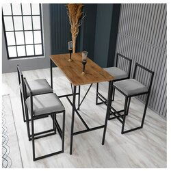 Hanah home barski sto & stolica set 5 komada nordic - sivo Cene