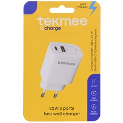 TEKMEE punjač zidni 20W, 2 porta type-c + usb - brzo punjenje Cene