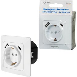 Logilink uzidna utičnica šuko, 1 USB-A, 1 USB-C Cene