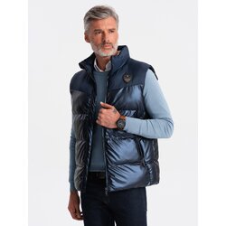 Ombre Men's quilted sleeveless glossy - navy blue Cene