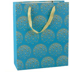 Elegant Gift Bag Gold Stars Blue 32 x 26 x 12 cm Cene