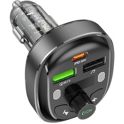 FM transmiter Bluetooth sa USB+Type-C punjaćem BOROFONE BC47 Might PD30W+QC3.0 car jazz metal gray Cene