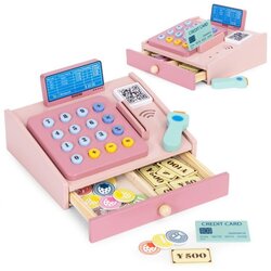 ECO TOYS Lesena blagajna 3 leta+, roza Cene