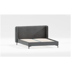 Ropez temno siva oblazinjena postelja z letvenim dnom 90x200 cm basti – Cene