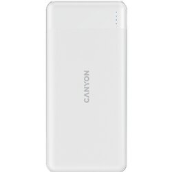 Canyon PB-109, Power bank 10000mAh Li-poly battery, Input Lightning &Type C : 5V/2A, 9V/2A PD 18W(Max), Output Type C 5V/3A,9V/2.2A,12V/1.5A 20W, Output USB A:5V3A,9V2A,12V1.5A,18W quick charging cable 0.3m, 144*68*16mm, 0.24kg, White Cene