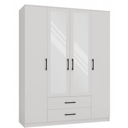 TOP E SHOP Stylish White Romana Wardrobe 160x205 cm with Mirror for Modern Bedrooms, (21738674) Cene