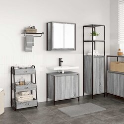  2-dijelni set kupaonskog namještaja od sivog sonoma inženjerskog drva - Sivi hrast sonoma 1 1 Ormarić za umivaonik + zidni ormar Cijene
