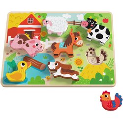 Tooky Toy Tooky Toy: Lesena sestavljanka z enostavno oprijemljivimi oblikami - Domače živali Cene