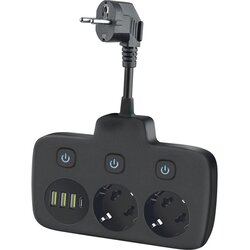 Razdelnik utičnica sa prekidačem LINEA 2x230 V + 4x USB A/C SCHUKO crna Cene