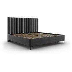 Mazzini Beds Temno siva oblazinjena zakonska postelja s prostorom za shranjevanje z letvenim dnom 140x200 cm Casey – Cene