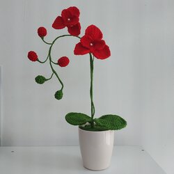 MENO Orhideja Ručno heklani cvet, Crveni Cene
