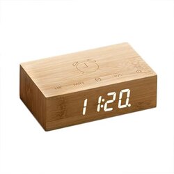 Gingko Electronics svetlo rjava lesena LED budilka Flip Click Cene
