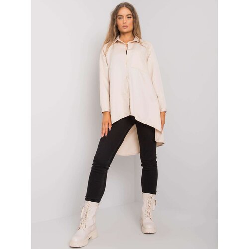 Fashion Hunters Women&amp;#039;s asymmetrical beige t-shirt Slike