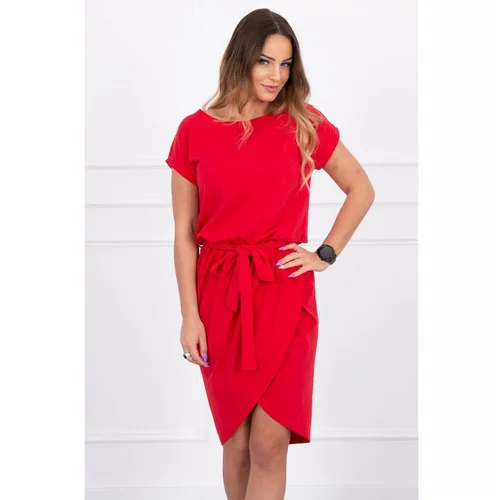 Kesi Tied dress with an envelope-like bottom red