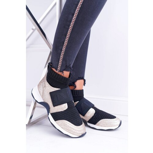 Kesi Ženske sportske cipele Lu Boo s čarapom Brokat zlatne Phantom plava | siva Slike