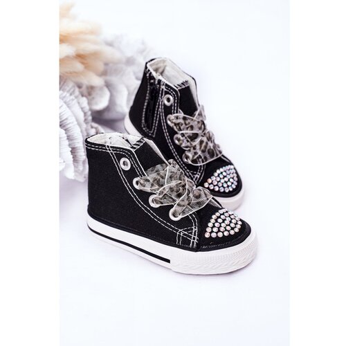 Kesi Children's Sneakers With Cubic Zirconia Black Smile Cene