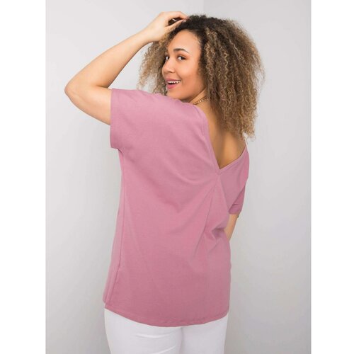 Fashion Hunters Dusty pink plus size cotton t-shirt Cene