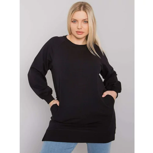 Fashion Hunters Women's black cotton sweatshirt of a larger size