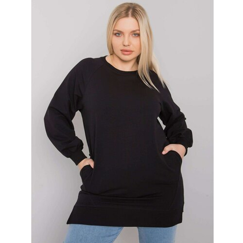 Fashion Hunters Women's black plus size cotton sweatshirt Slike