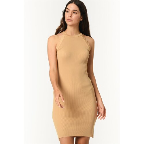 Dewberry Z2012 WOMEN&amp;#039;S ELBISE-CAMEL Slike