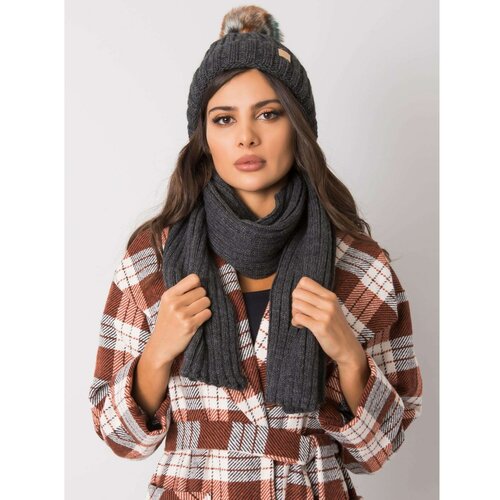 Fashion Hunters RUE PARIS Graphite winter set, hat and scarf Slike